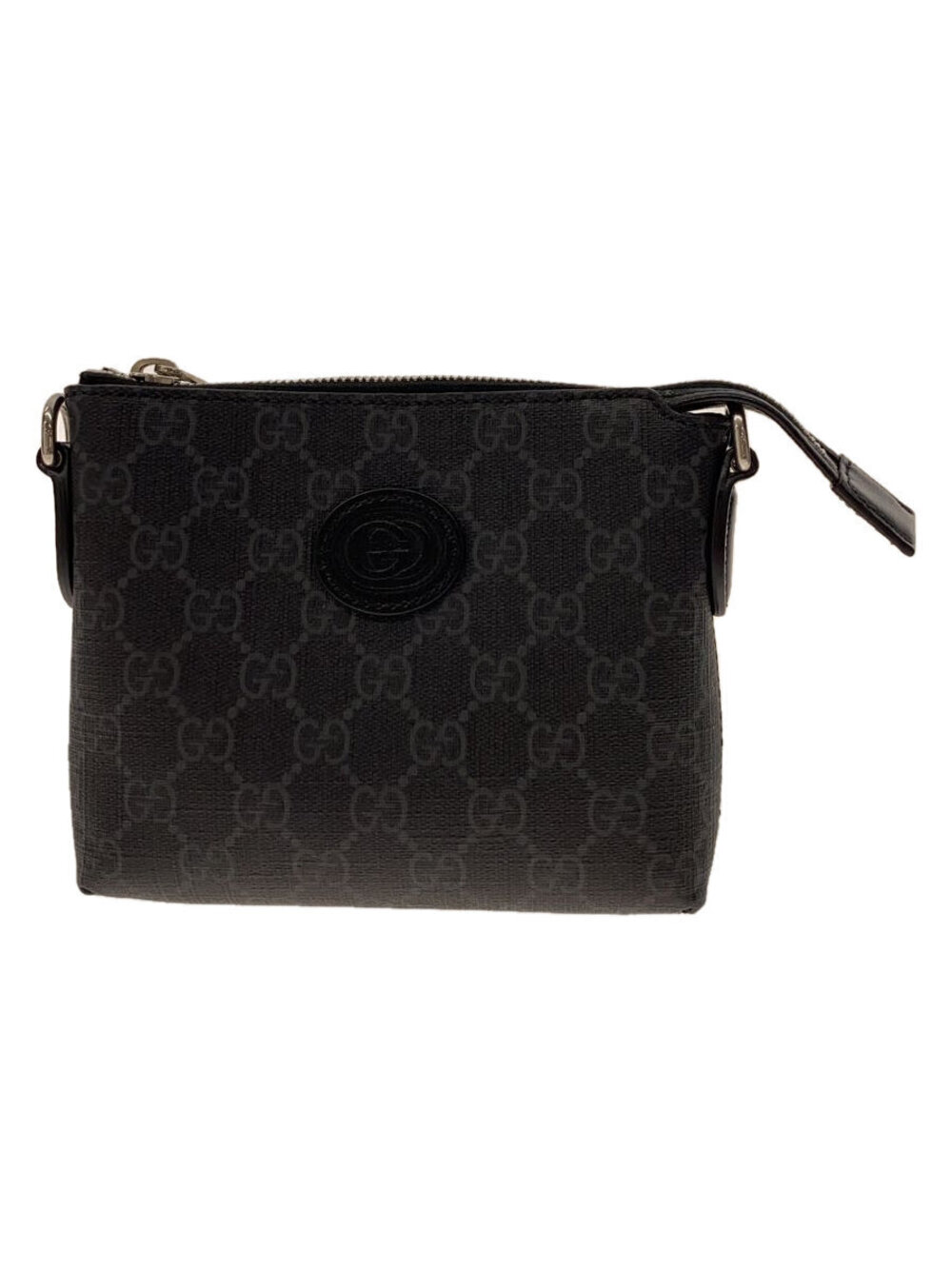 Gucci black GG Supreme canvas messenger bag clutch Interlocking G leather